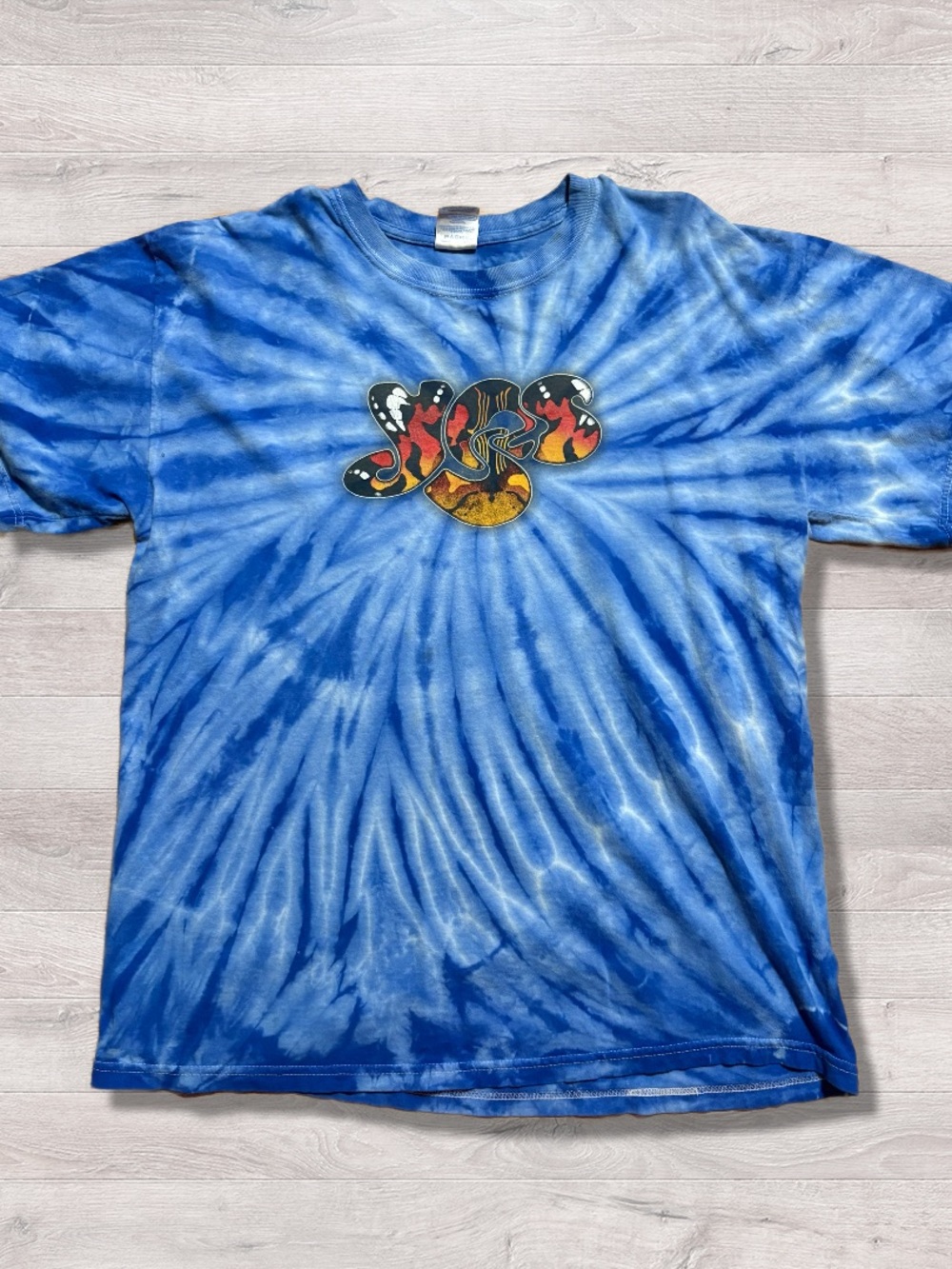 YES Band Music Tour Blue Tie Dye T-Shirt Unisex Large 100% Cotton